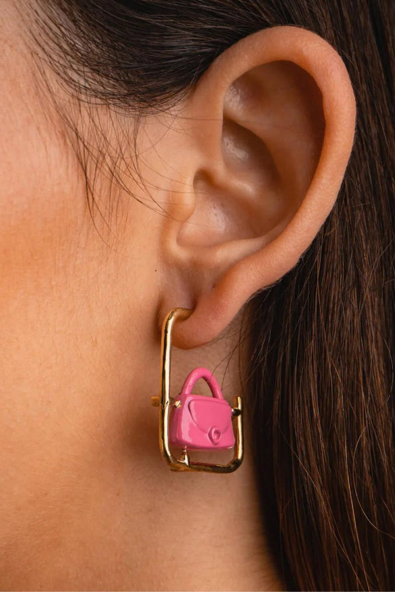 Bolso Doll frame Earrings pink
