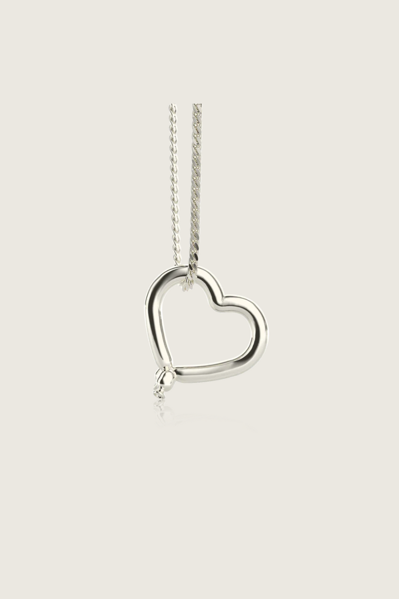Heart Balloon Necklace Silver