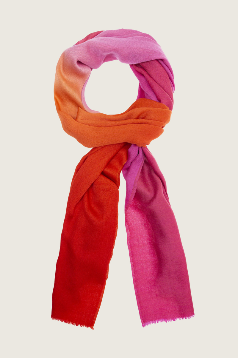 Silk and Wool Scarf - Pink & orange