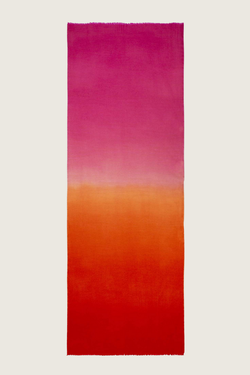 Silk and Wool Scarf - Pink & orange